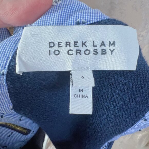 Derek Lam 10 Crosby Navy Blue Sleeveless Top Tank Top Terry Cloth Size 6 - Picture 5 of 9